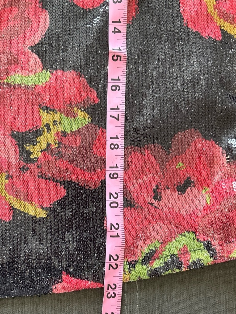 Nicole Miller Allover Tiny Clear Sequins Flowers Mock Neck Lined Top XL - Picture 6 of 8
